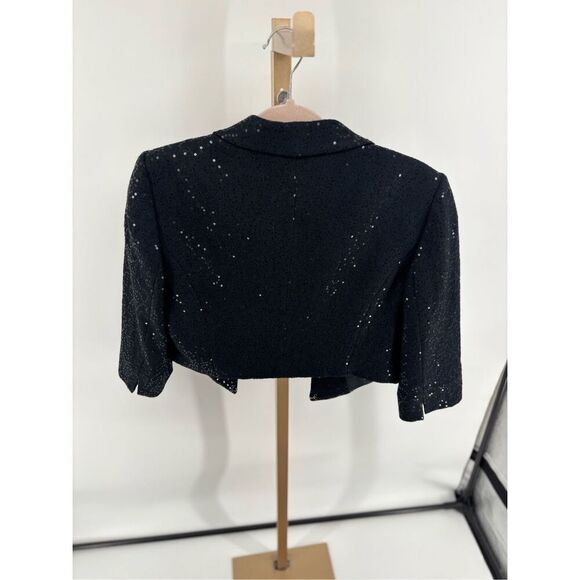 Esprit Black Sequin Women’s Bolero Jacket Blazer Size 8 Vintage - Picture 7 of 13